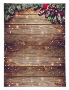allenjoy 6x8ft soft fabric snowflake gold glitter christmas wood wall photography backdrop xmas rustic barn vintage wooden floor background for kids portrait photo studio booth photographer props