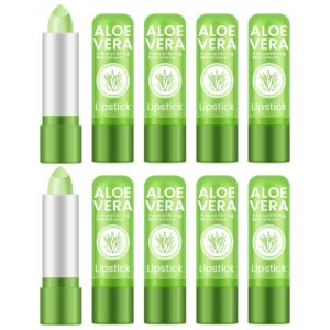 ownest 10 packs aloe vera lipstick, long lasting nutritious soothing lip balm, lips moisturizing magic temperature color change lipstick, lip care, update packaging