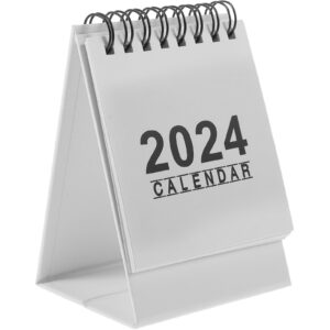 nuobesty desktop calendar 1pc, 2024 mini stand up table calendars desk coil diy memo pad yearly agenda organizer schedule planner for, home, office - white