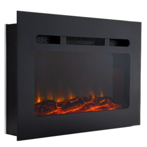 recpro rv fireplace 26" | recessed electric fireplace | glass with log view | includes remote | three different flame color options