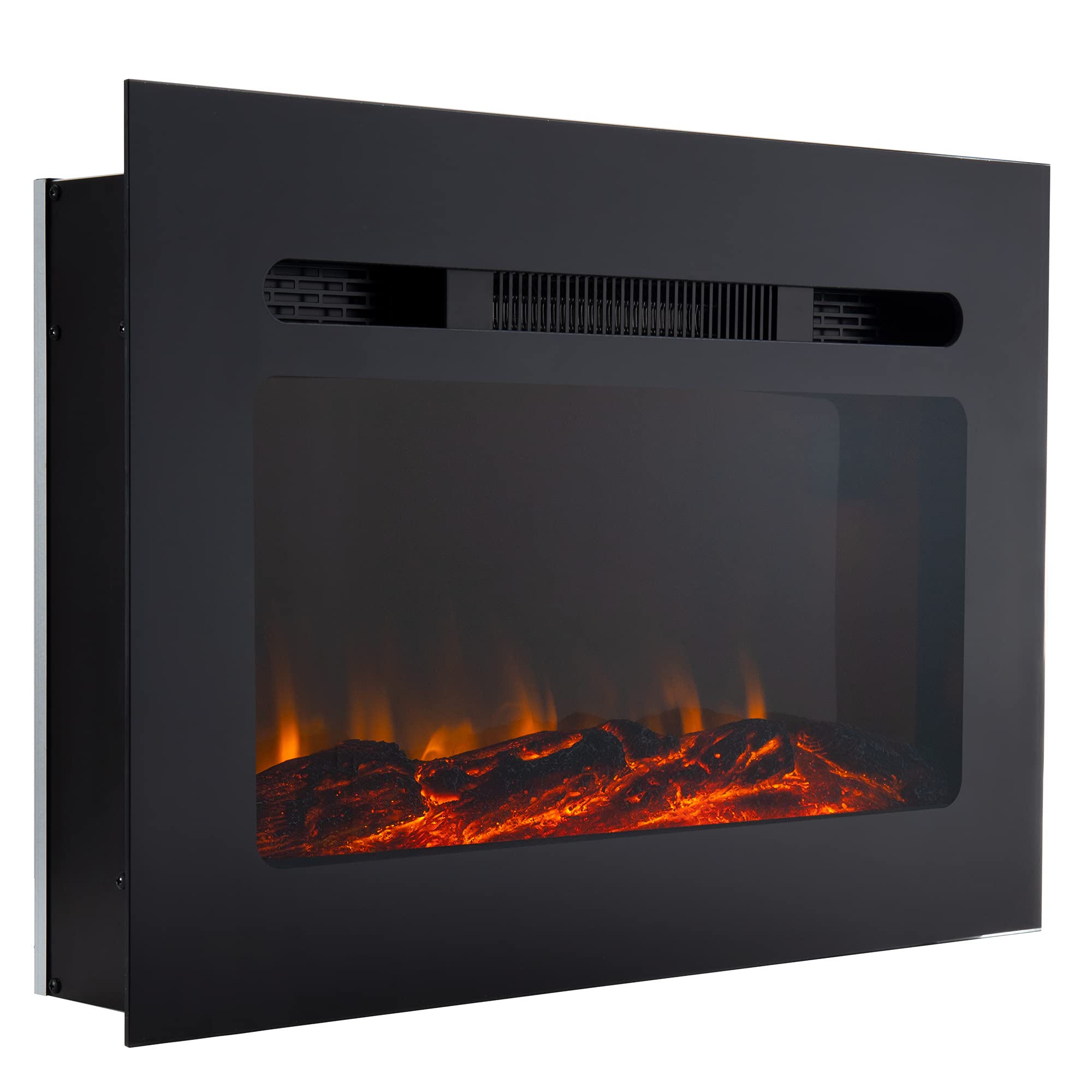 RecPro RV Fireplace 30" | Recessed Electric Fireplace | Glass with Log View | Includes Remote | Three Different Flame Color Options