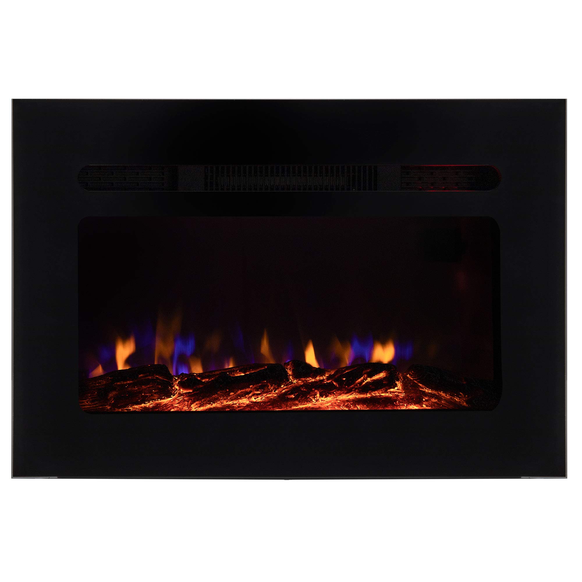 RecPro RV Fireplace 30" | Recessed Electric Fireplace | Glass with Log View | Includes Remote | Three Different Flame Color Options