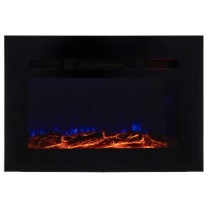 RecPro RV Fireplace 30" | Recessed Electric Fireplace | Glass with Log View | Includes Remote | Three Different Flame Color Options