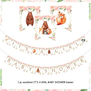 Woodland Baby Shower Decorations Woodland It’s a Girl Baby Shower Banner - Forest Animal Garland for Woodland Creatures Baby Shower Decoration Supplies