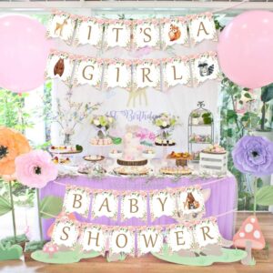 Woodland Baby Shower Decorations Woodland It’s a Girl Baby Shower Banner - Forest Animal Garland for Woodland Creatures Baby Shower Decoration Supplies