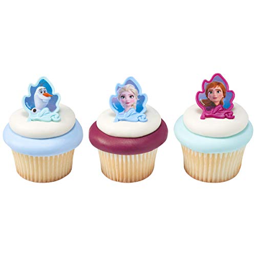 24 Frozen 2 II Elsa, Anna and Olaf Cupcake Rings Toppers