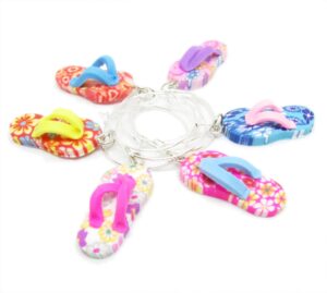 flip flop wine glass charm set - beach wine accessories - hostess gift - wine party favors - wine lover gifts
