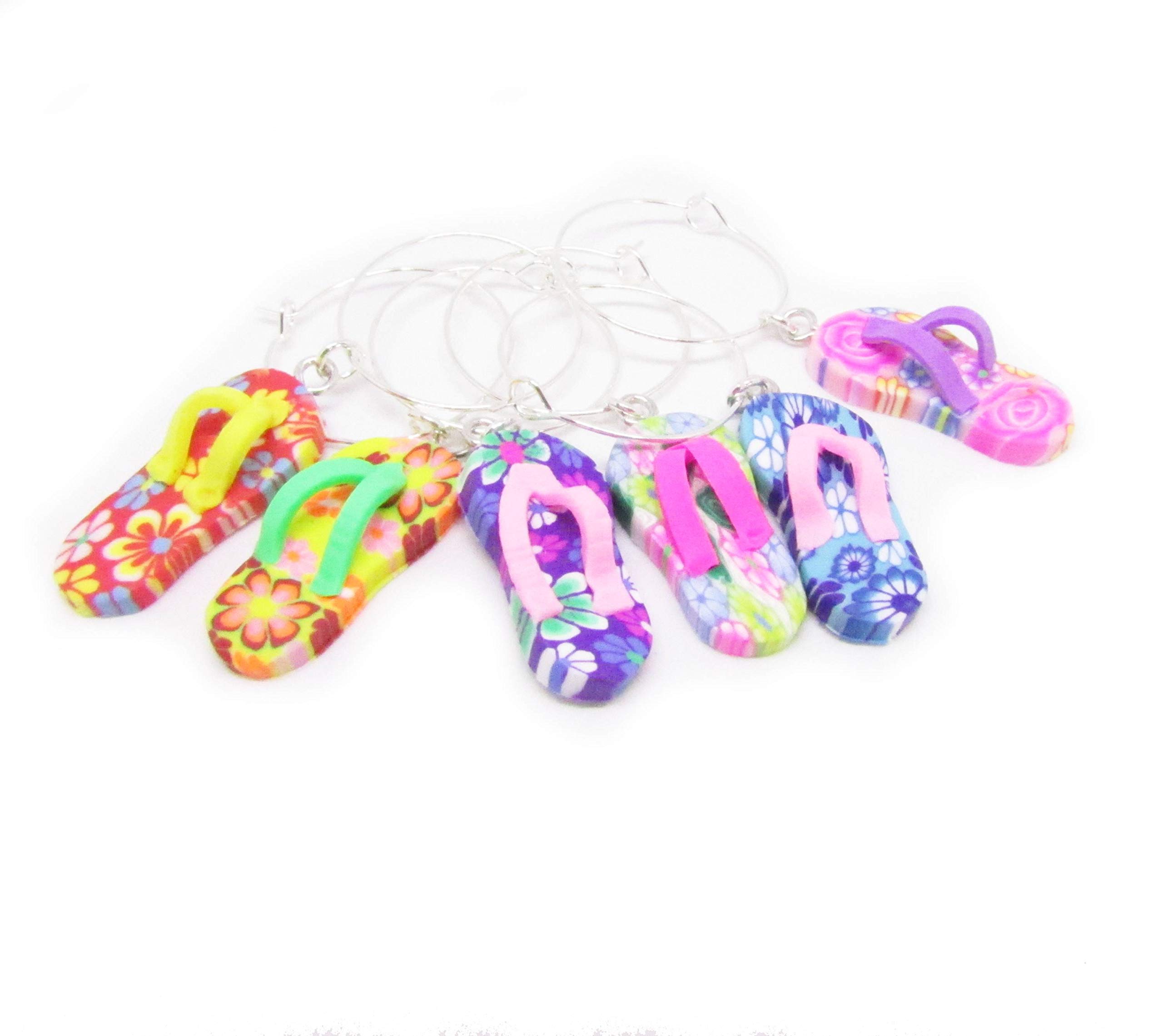 Flip Flop Wine Glass Charm Set - Beach Wine Accessories - Hostess Gift - Wine Party Favors - Wine Lover Gifts