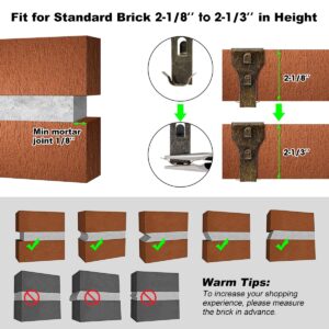 AIEVE Brick Wall Clips for Hanging Outdoors, Brick Hooks Brick Hangers No Drill, Fit 2-1/4 to 2-2/5(10 Pack)