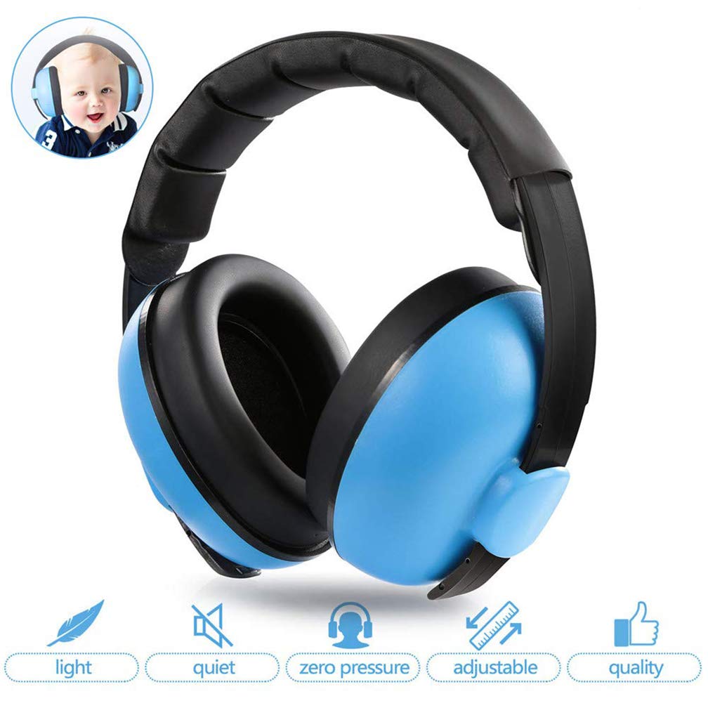 Kids Noise Cancelling Headphones, Toddlers Hearing Protection Earmuff, for Sleeping, Airplane, Theater, Fireworks (Blue)