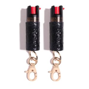 blingsting essentials maximum strength pepper spray keychain for women, 12-foot spray range, uv marking dye - glitter sparkles