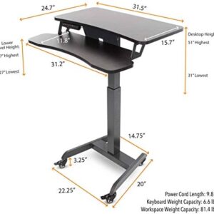 Stand Steady Cruizer Premier Rolling Electric Podium Desk - Height Adjustable, Mobile Standing Desk with Wheels, Keyboard Tray, Programmable Control, Compact Design for Office, School, Home (Black)