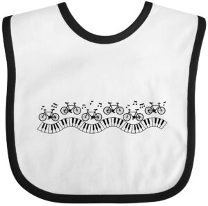 inktastic musical bicycles baby bib white and black 36305