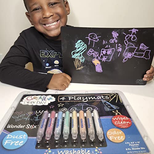 The Pencil Grip Create Everyday Black Board Playmat Kit with 8 Wonder Stix (TPG648)