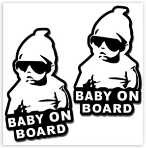 2 x vinyl self-adhesive funny stickers hangover baby on board decal car window auto b 167