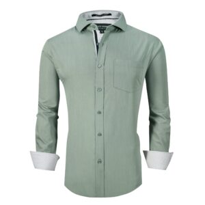 alex vando mens dress shirts wrinkle free regular fit stretch rayon button down shirt,olivine,xl