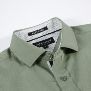 Alex Vando Mens Dress Shirts Wrinkle Free Regular Fit Stretch Rayon Button Down Shirt,Olivine,XL