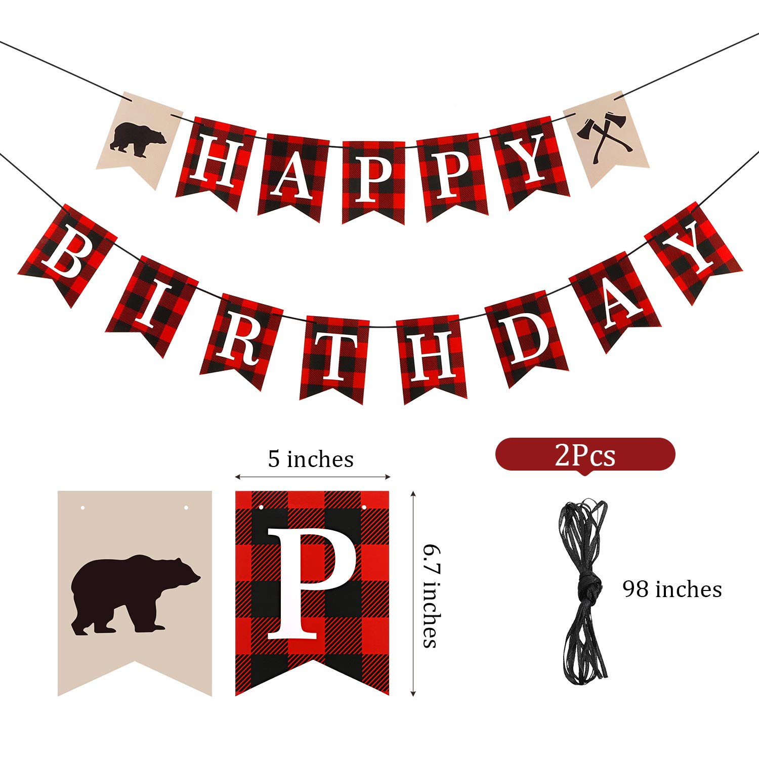 Boao Lumberjack First Birthday Party Decorations Lumberjack Buffalo Plaid 1st Highchair Banner Camping Wild Bear Birthday Party High Chair Banner for Baby Boy Girl Photo Props Backdrop Decors