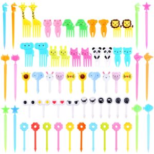 156pcs animal food picks for kids, fatloda fun bento picks for picky eater, cute fruit food toothpicks, lunch bento box accessories for toddler