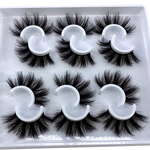 HBZGTLAD 6 Pairs Fluffy False Eyelashes Natural Faux Mink Strip 3D Lashes Pack (MDF-12)