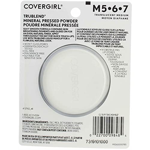 Covergirl TruBLEND Pressed Powder 4 Translucent Medium .39oz, Medium 4 (Pack of 4)4