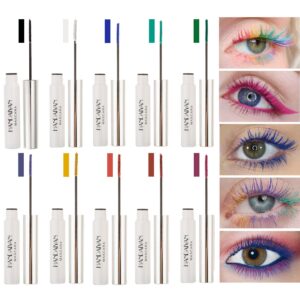 waterproof color mascara, coosa 10 color variety pack mascara eyeliner charming longlasting mascara for eyelash eye makeup (10pcs)