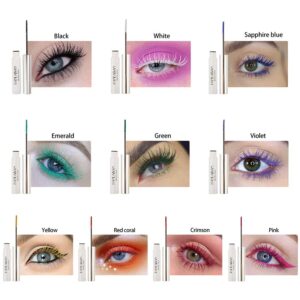 Waterproof Color Mascara, COOSA 10 Color Variety Pack Mascara Eyeliner Charming Longlasting Mascara for Eyelash Eye Makeup (10PCS)