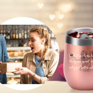 Good Friends Are Like Wine They Are Great Now And Only Get Better With Time Mug.Best Friend,Long Distance Friendship,Birthday,Christmas Gifts for Women,Bestie Wine Tumbler(12oz Rose Gold)