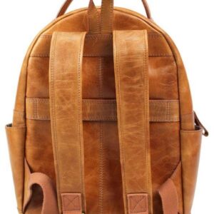 Rawlings Heritage Medium Genuine Leather Backpack Baseball Laptop Sleeve Tan