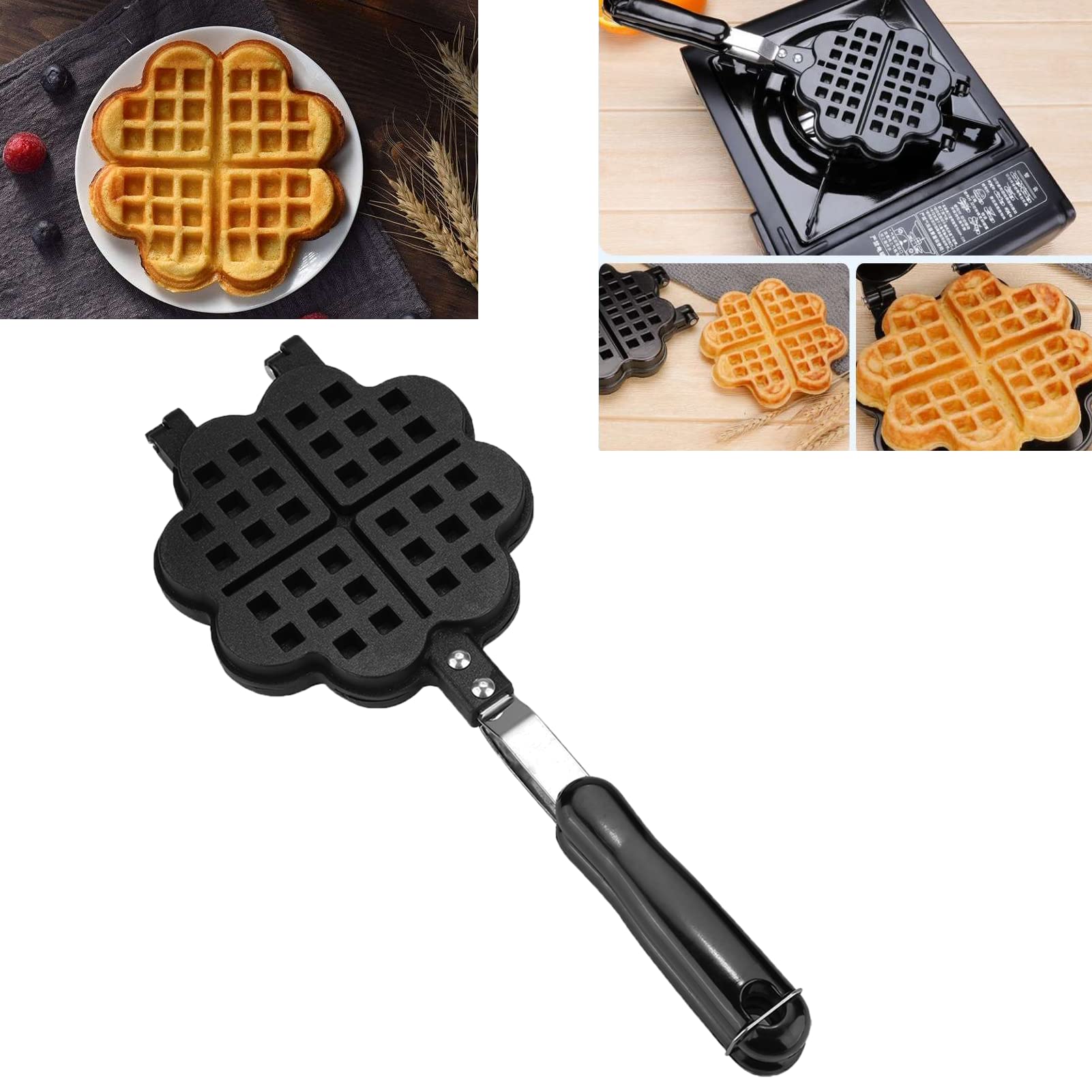 Heart Shape Waffle Pan,Aukson Heart Shape Household Kitchen Gas Non-Stick Waffle Maker Pan MouldPress Plate Baking Tool