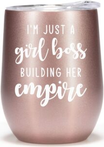 rock and llama i'm just a girl boss building her empire wine glass tumbler cup boss lady gifts boss babe coffee mug