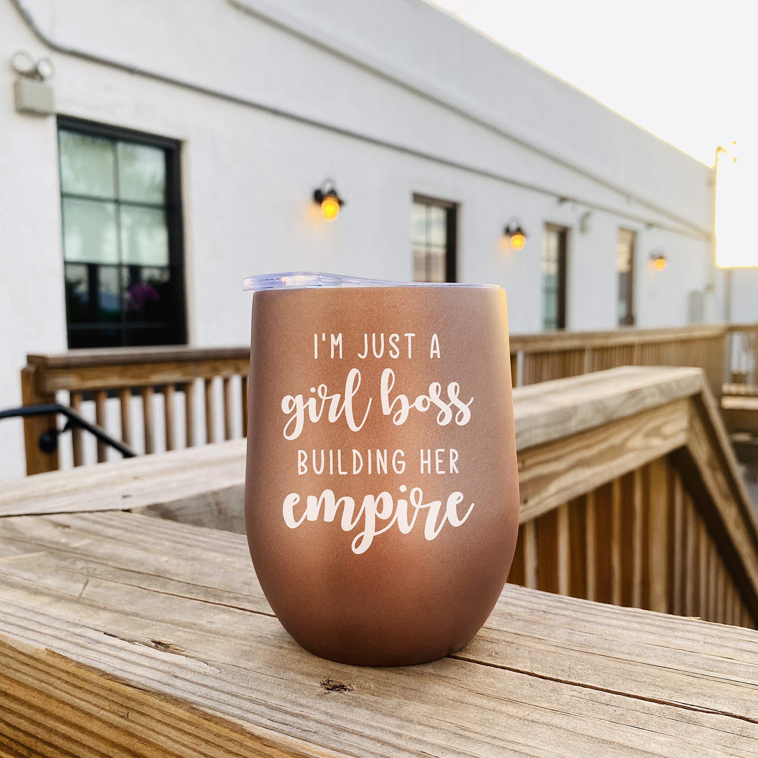 Rock and Llama I'm Just A Girl Boss Building Her Empire Wine Glass Tumbler Cup Boss Lady Gifts Boss Babe Coffee Mug
