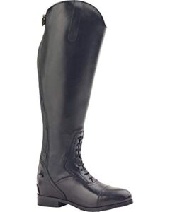 ovation women's durable stylish equestrian horse riding tall extra wide calf leather flex plus field boot, short, 8 x