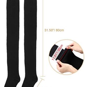 SATINIOR Extra Long Socks Thigh High Socks Extra Long Boot Stockings for Women, Black, L