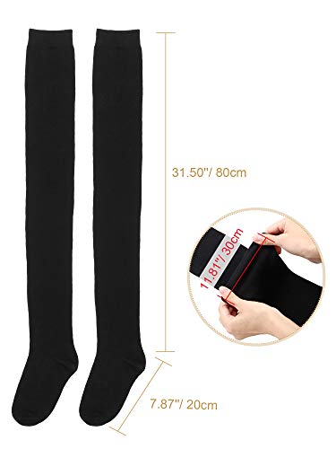 SATINIOR Extra Long Socks Thigh High Socks Extra Long Boot Stockings for Women, Black, L