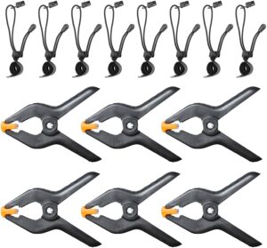 emart 4.5 inch heavy duty backdrop clamp kit-6 spring clamps, 8 background clip holders for muslin stand, canvas, paper, fabric, chromakey screen, photo studio, photography backdrops support