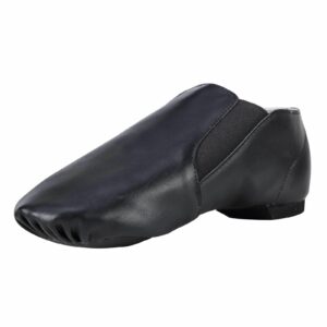 dynadans unisex pu leather upper slip-on jazz shoe with elastics for women and men's dance shoes-black-8m