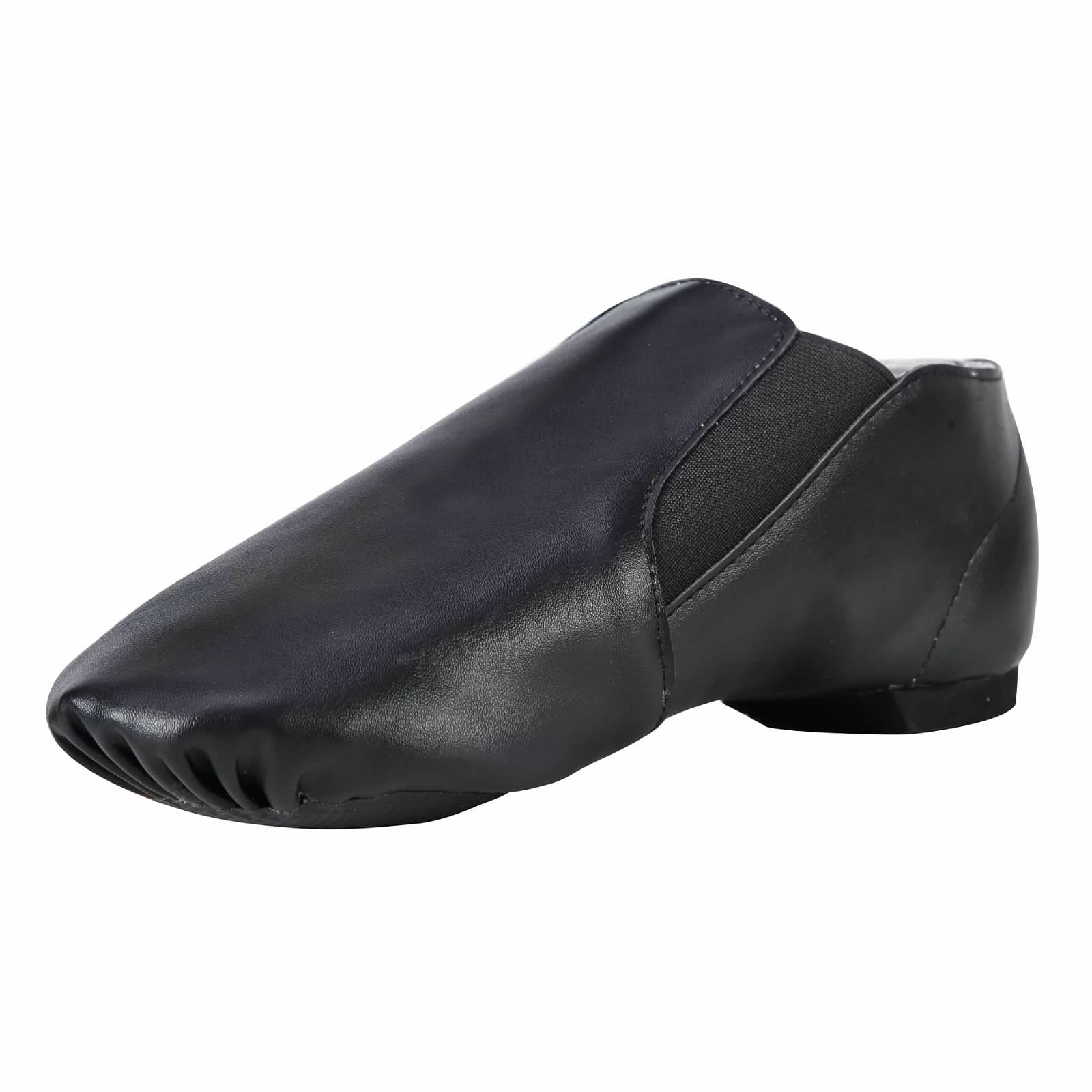 Dynadans Unisex PU Leather Upper Slip-on Jazz Shoe with Elastics for Women and Men's Dance Shoes-Black-8M