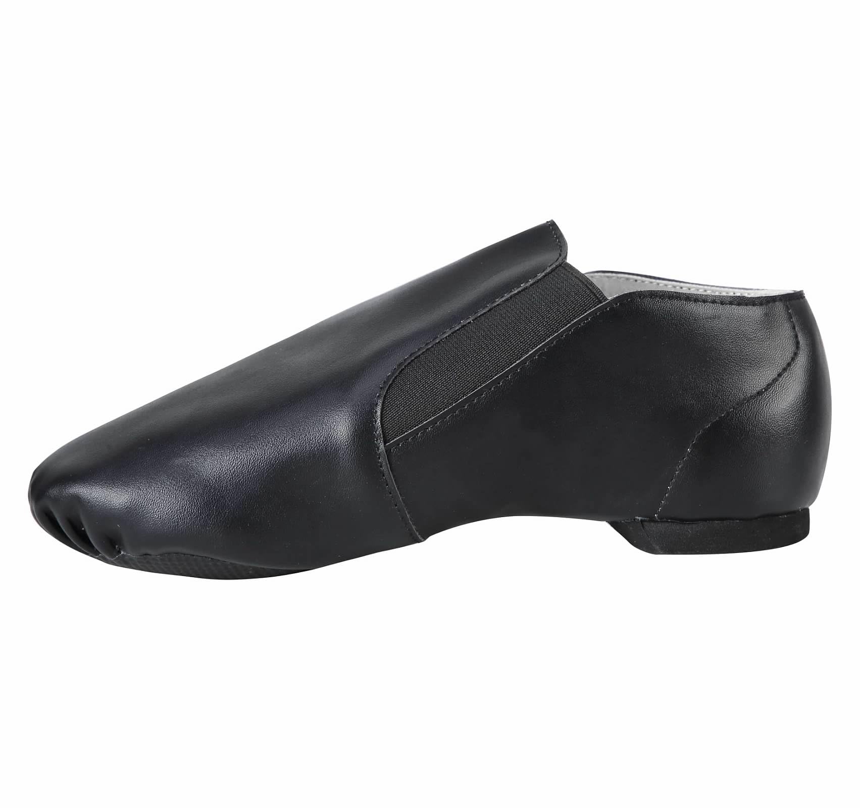 Dynadans Unisex PU Leather Upper Slip-on Jazz Shoe with Elastics for Women and Men's Dance Shoes-Black-8M