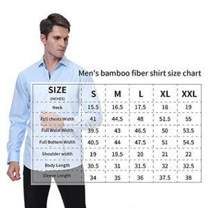 Damipow Mens Dress Shirts Wrinkle Free Bamboo Fiber Long Sleeve Casual Button Down Shirt(Oliven,L)