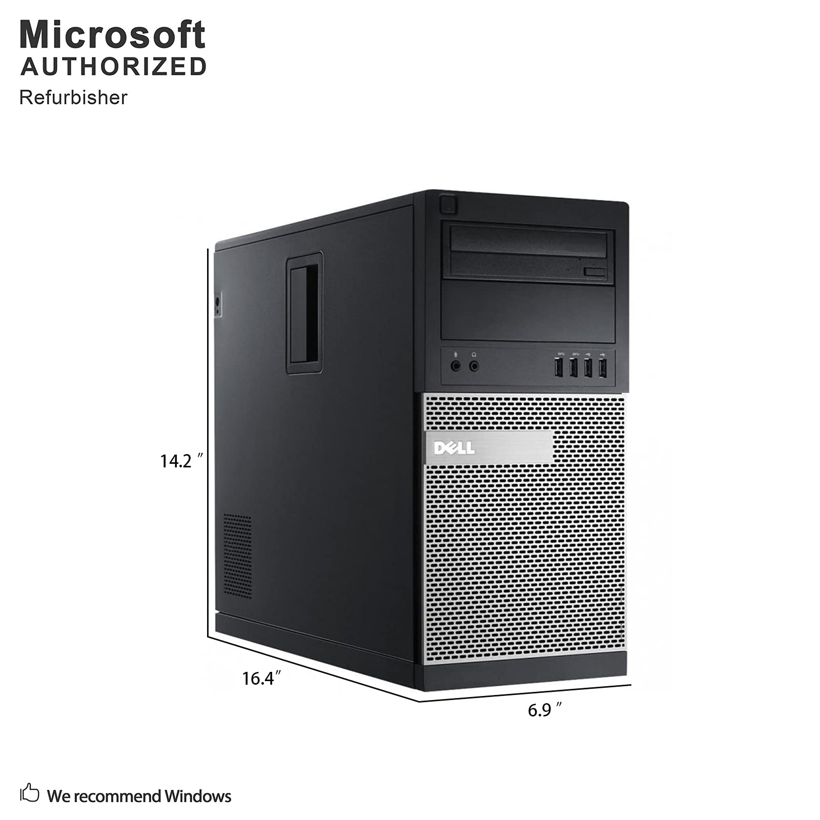 Dell Optiplex 7020 Tower Core i5-4570 3.2GHz 16GB 512GB SSD DVD Wi-Fi Win 10 Pro (Renewed)