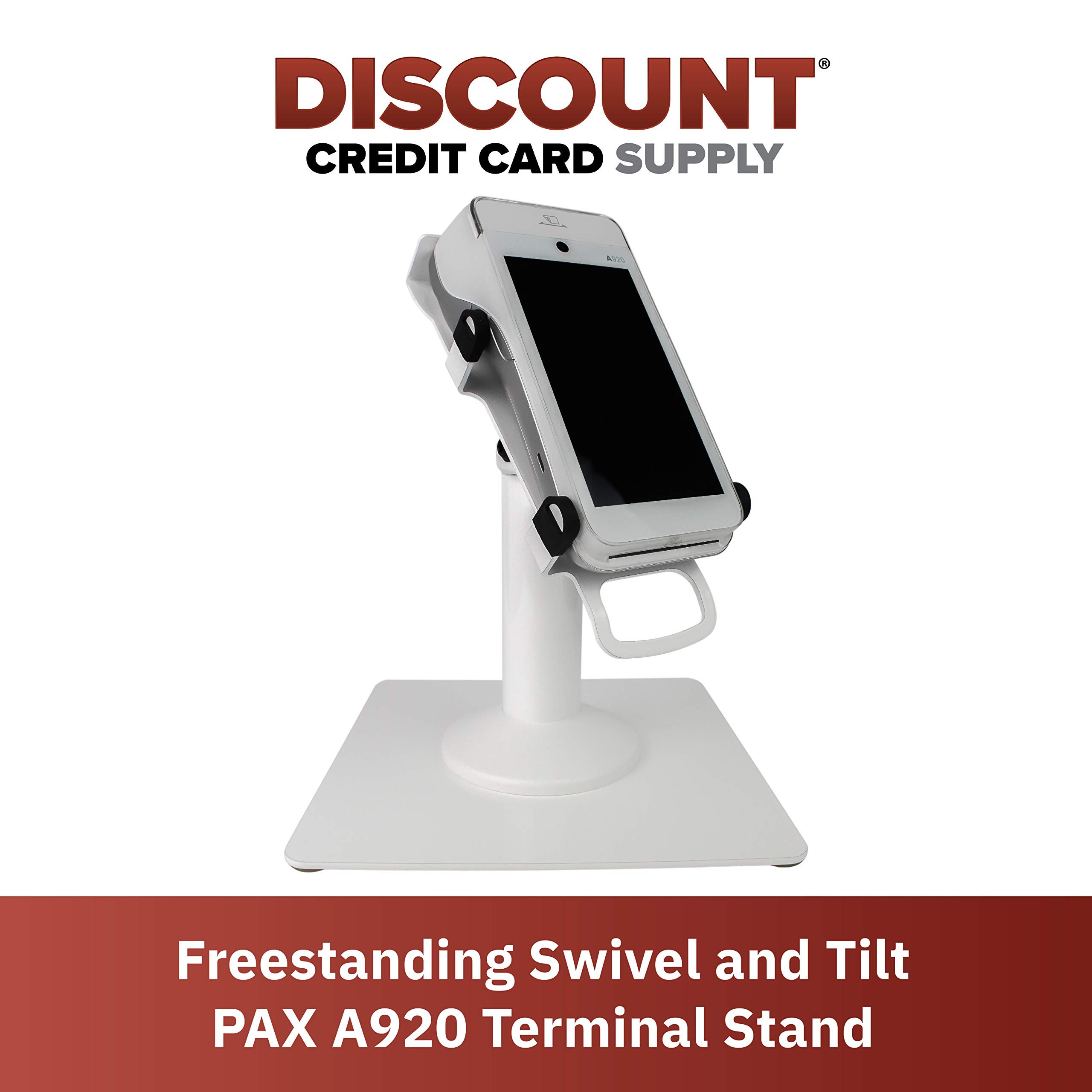 Discount Credit Card Supply DCCStands Freestanding Swivel and Tilt Pax A920 / A920 Pro Terminal Stand (White)