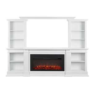 monte vista 108" landscape electric fireplace tv stand in white by real flame