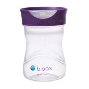 b.box toddler training cup: free flow opening, great transition from sippy cup to big kid cup. bpa free, dishwasher safe. ages 12+ months (grape, 8oz)
