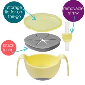 b.box 3 in 1 Toddler Bowl | Includes Straw, Lid & No Spill Snack Insert | Dishwasher & Microwave Safe | BPA Free | Ages 6 mo+ (Banana Split, 8.5 oz)