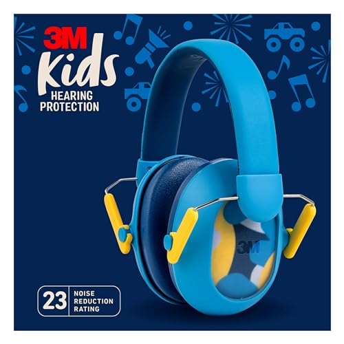 3M Kids Hearing Protection Plus, Hearing Protection for Children with Adjustable Headband, 22dB Noise Reduction Rating, Blue