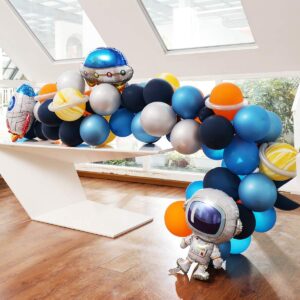 Outer Space Balloon Garland Kit, 88Pcs Universe Space Planets Party Balloon Garland Kit Included UFO Rocket Astronaut Balloons for Kids Birthday Party Decorations