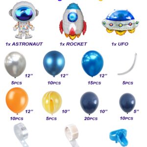 Outer Space Balloon Garland Kit, 88Pcs Universe Space Planets Party Balloon Garland Kit Included UFO Rocket Astronaut Balloons for Kids Birthday Party Decorations