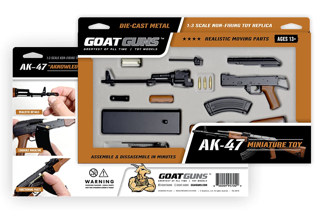 GOAT GUNS Miniature AK-47 Model Black | 1:3 Scale Diecast Metal Build Kit