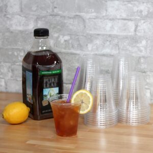 Freshware Plastic Cups [12 oz, 100-PCS] - Disposable Cold Drink Party Soda Cups, Crystal Clear PET Cups